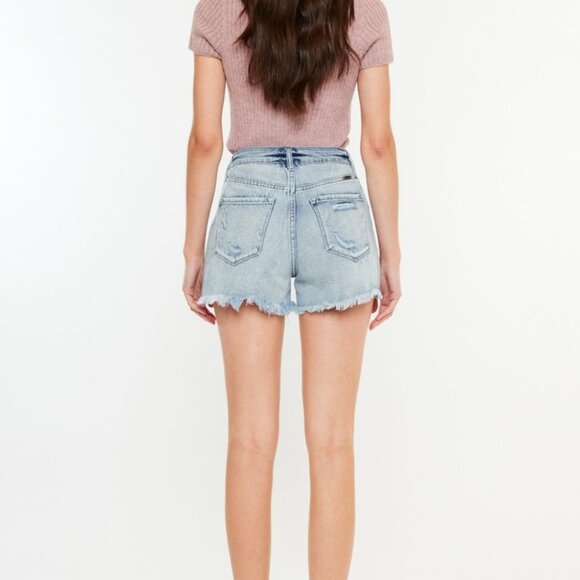 Hazel Blues® |  Kancan Distressed High Waist Denim Shorts with Pockets - Picture 2 of 7